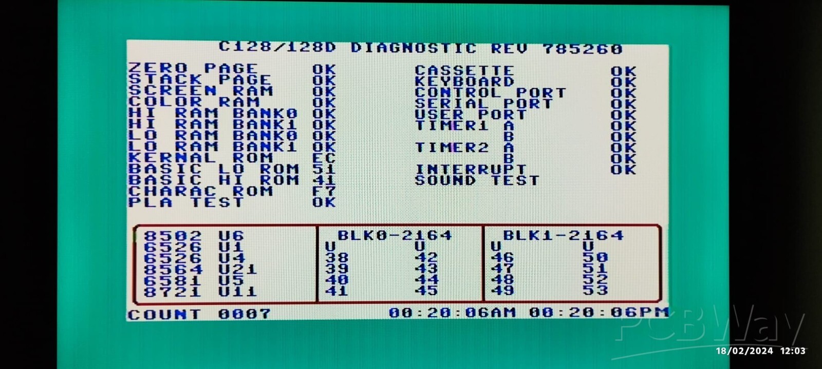 Commodore 128 Diagnostic Cartridge with Voltmeter Display USA seller