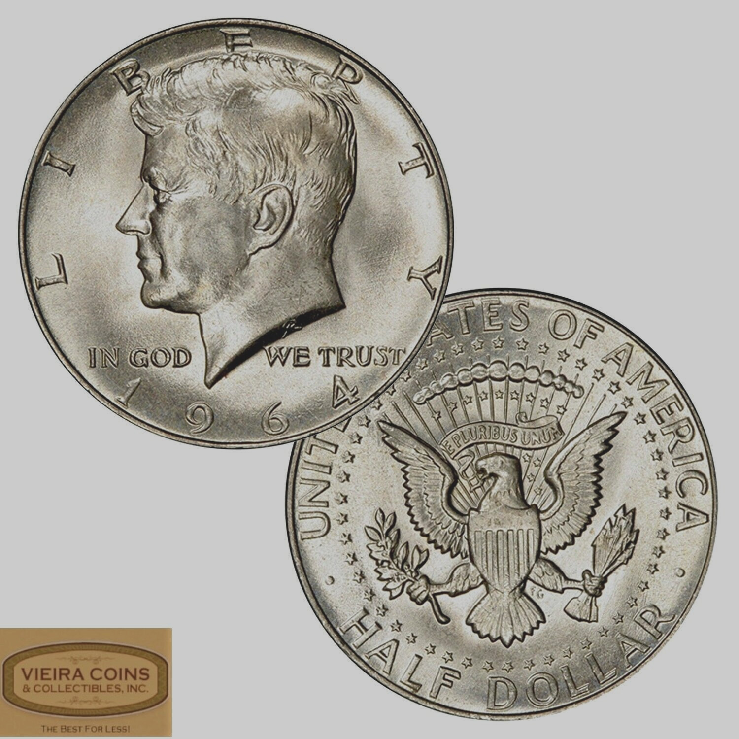 1964 Kennedy Half Dollar, 90% Silver, Average Circulated - #E1