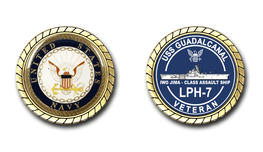 USS Guadalcanal LPH-7 Silhouette Veteran Challenge Coin