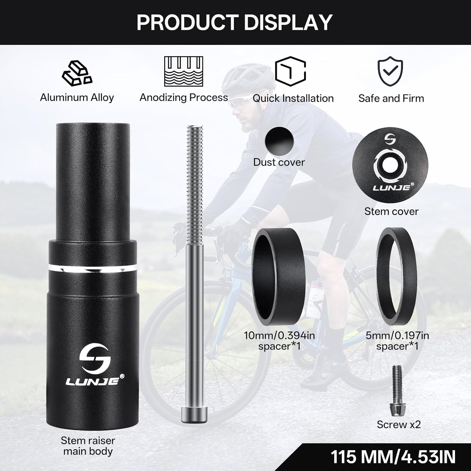 Bike Stem Riser Extender - 1-1/8" 28.6Mm Fork Bicycle Stem Riser, 6 Sizes (90/11