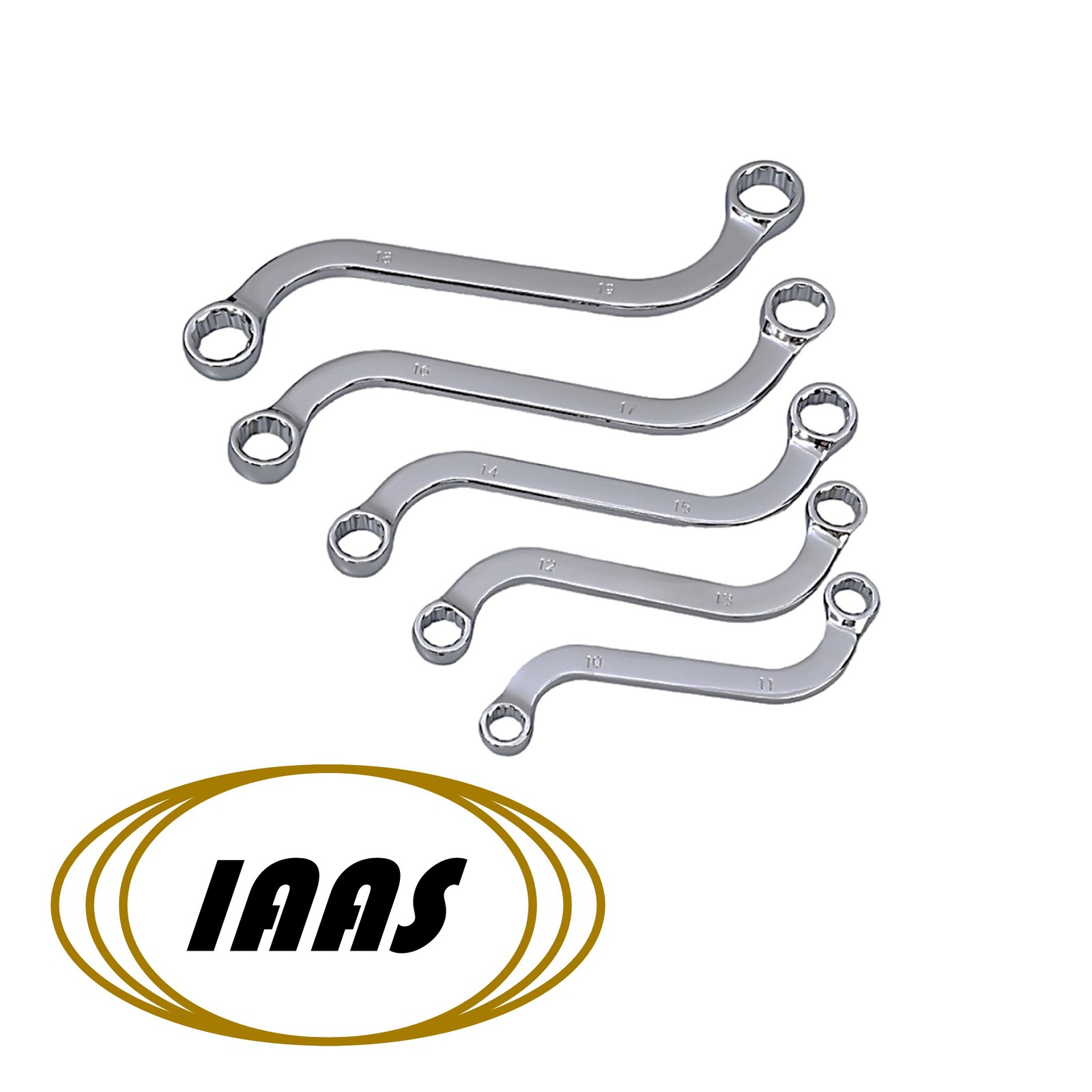 5pc S Type (Spanner Set) Double Ended Ring Wrench 10–19mm CrV Steel by IAAS