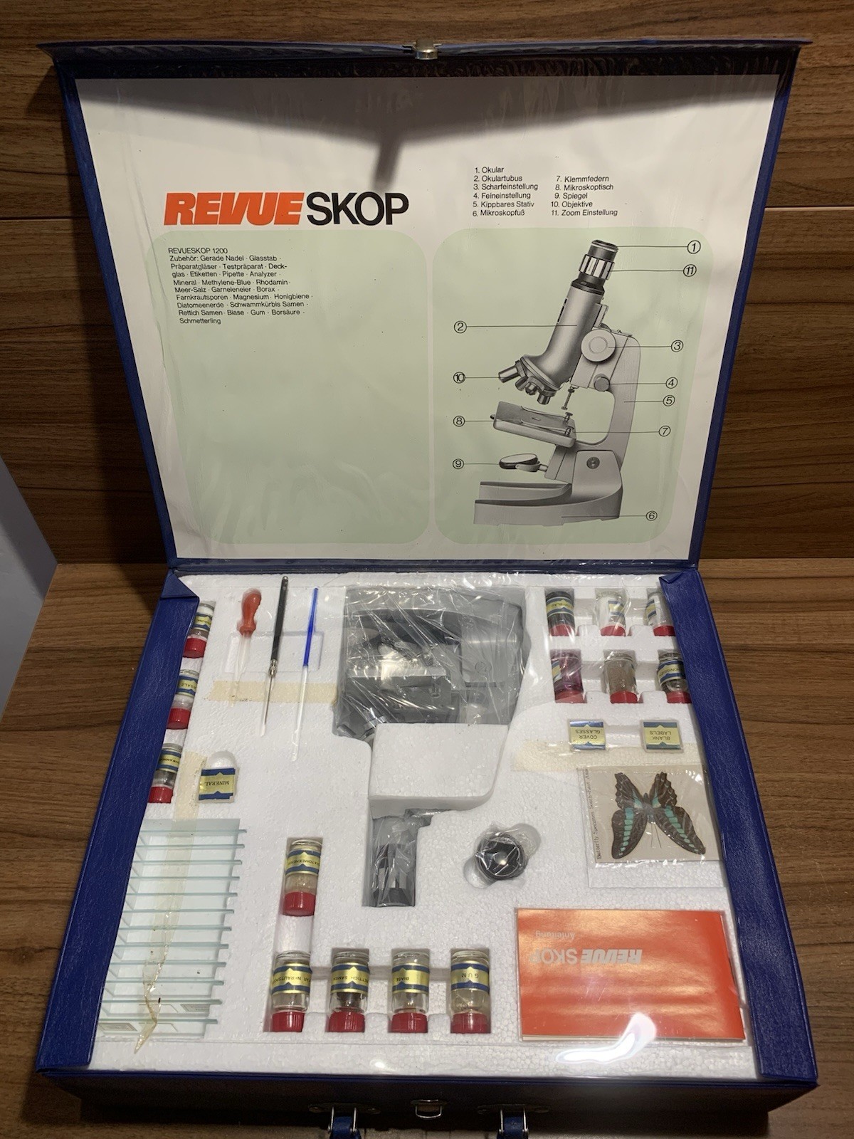 REVUE SKOP 1200 Vintage Microscope Set West Germany Complete Science Kit