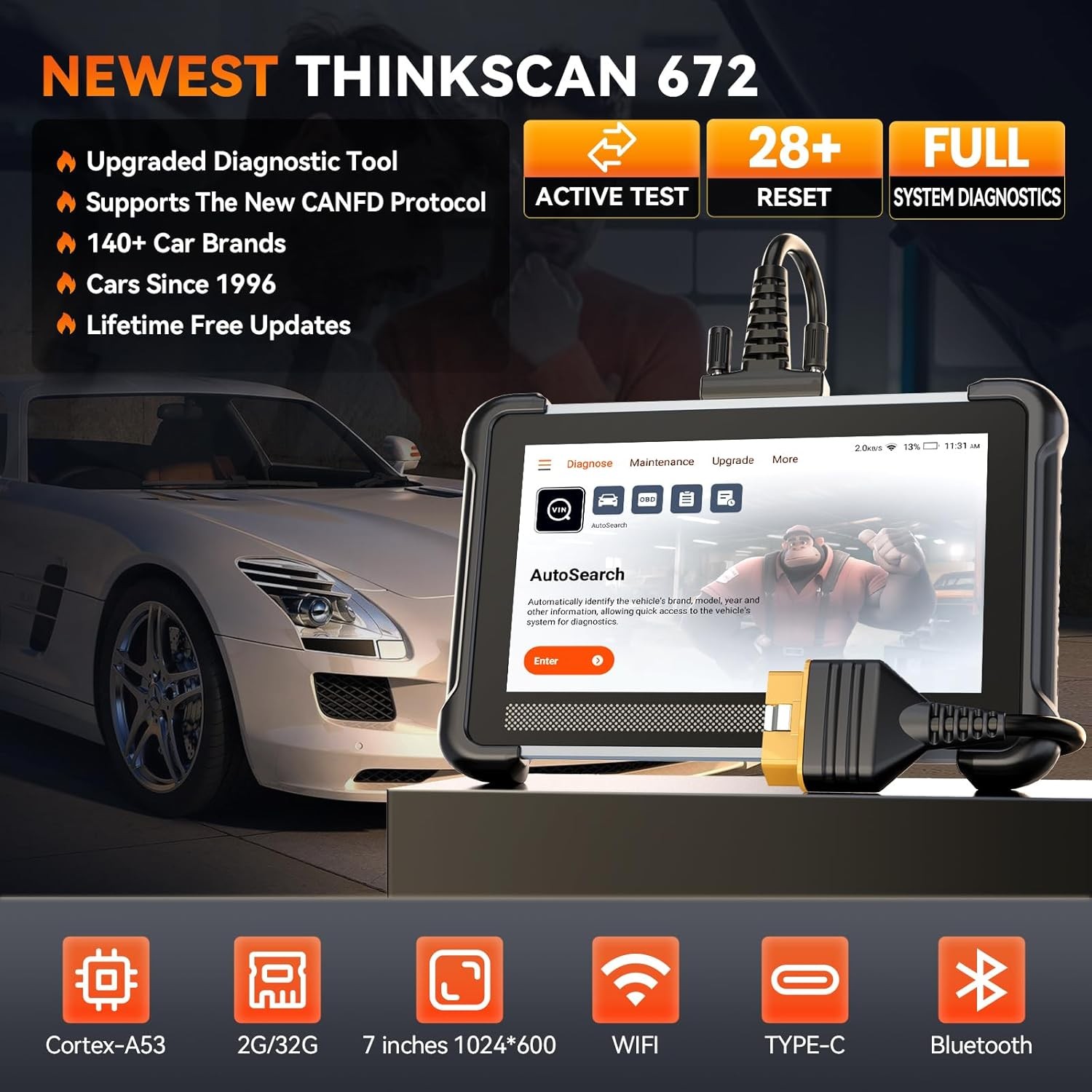 ThinkScan 672 Lifetime FREE Update Scanner All System Diagnostic Bidirectional