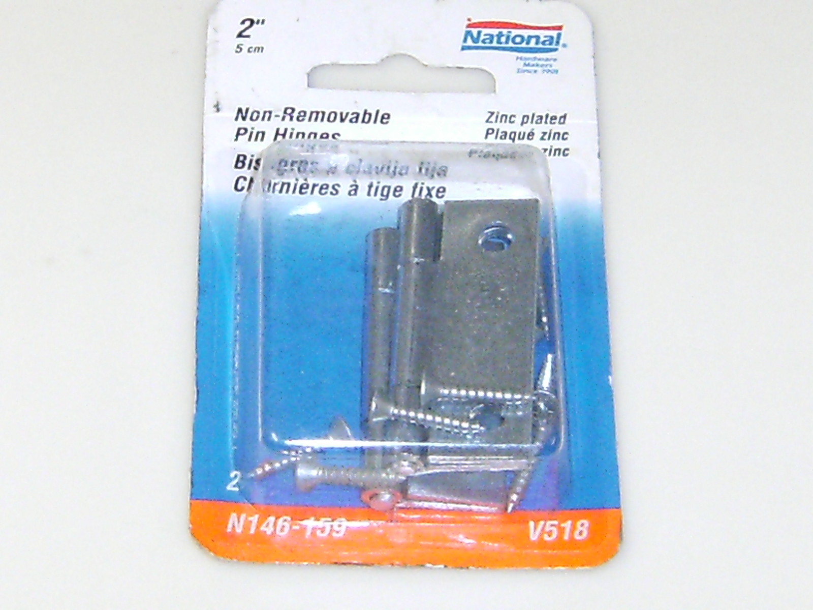 National Mfg N146-159 NON-REMOVABLE NARROW PIN HINGES 2” zinc plated steel