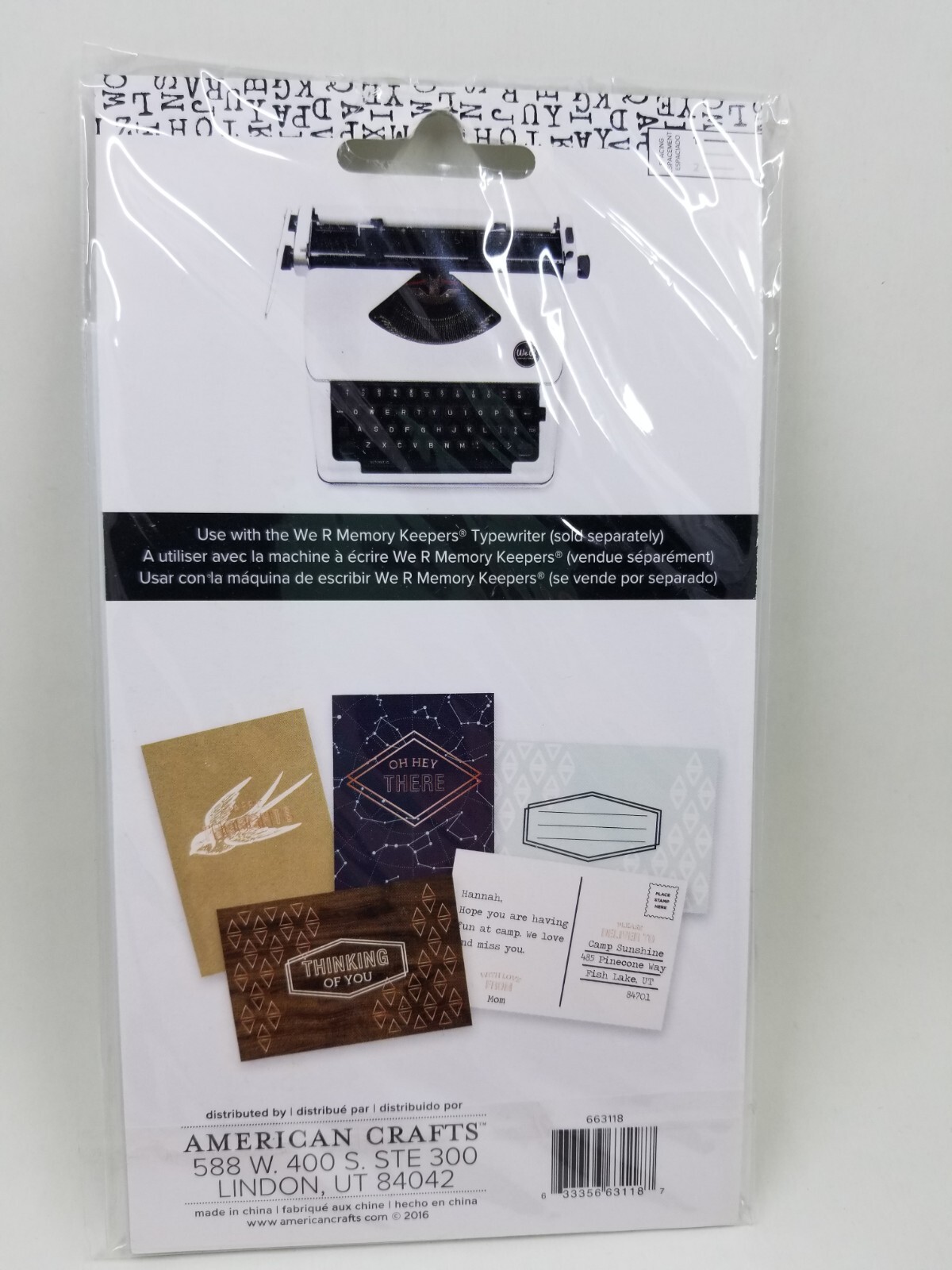 CR6 WE R MEMORY KEEPERS TYPECAST 6 PC CARDS AND ENVELOPES SET