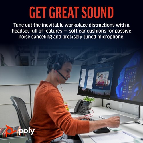 Poly Blackwire 5220 Stereo USB-C Headset with USB-C to USB-A Adapter Bundle