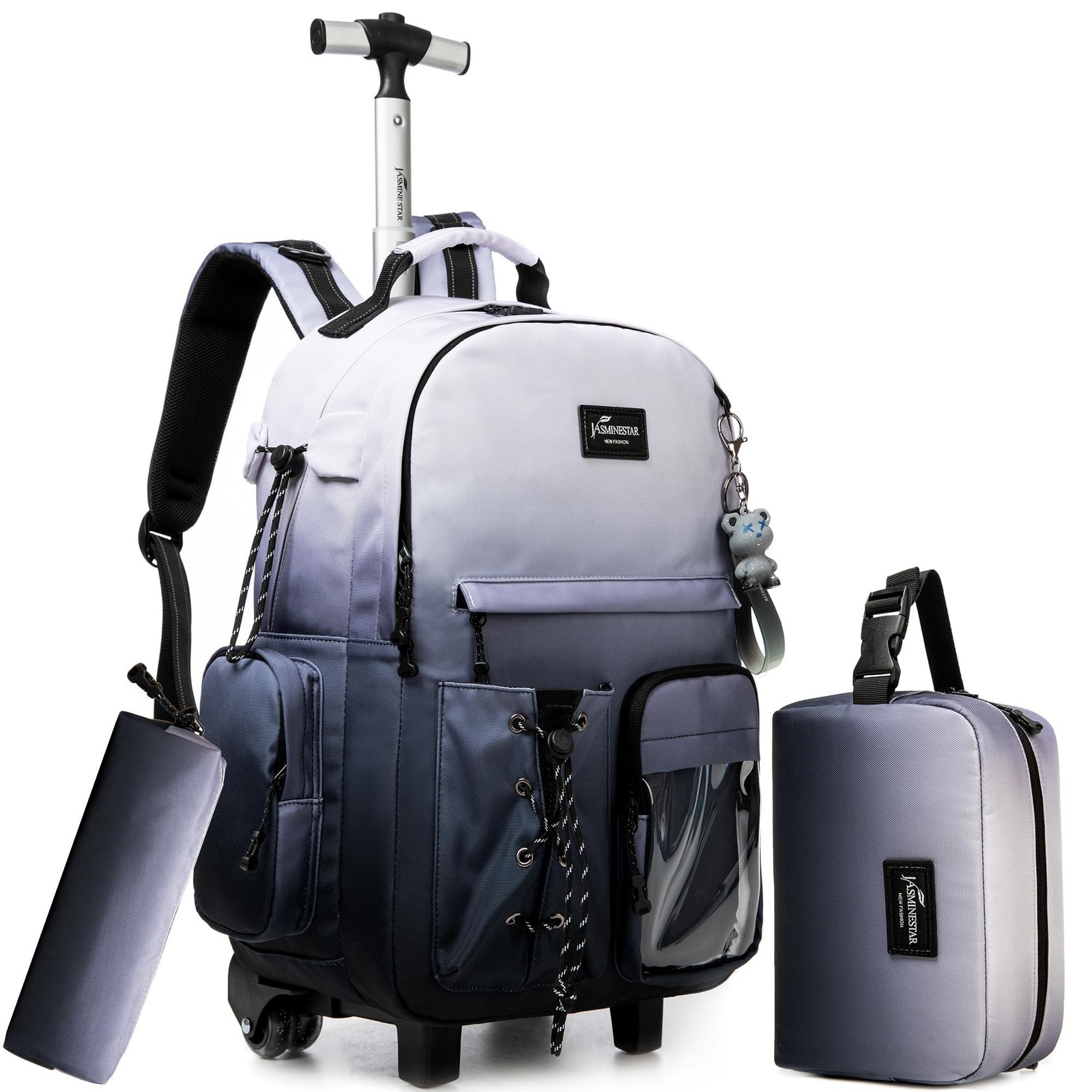 Rolling Backpack for School Backpack with Wheels for Teens Carry On Luggage w...