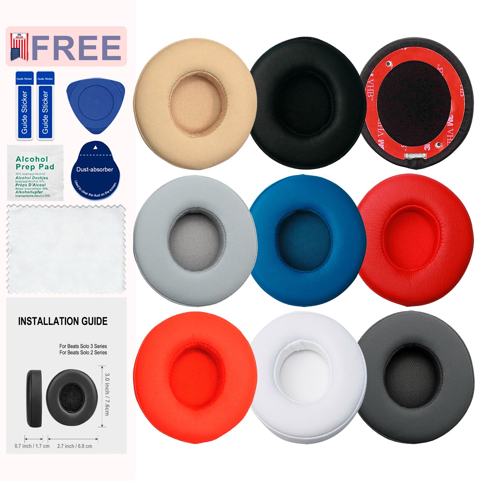 1 Pair For Beats By Dre Solo 2.0 2 3 Wireless / Wired Headphones Ear Pad Cushion