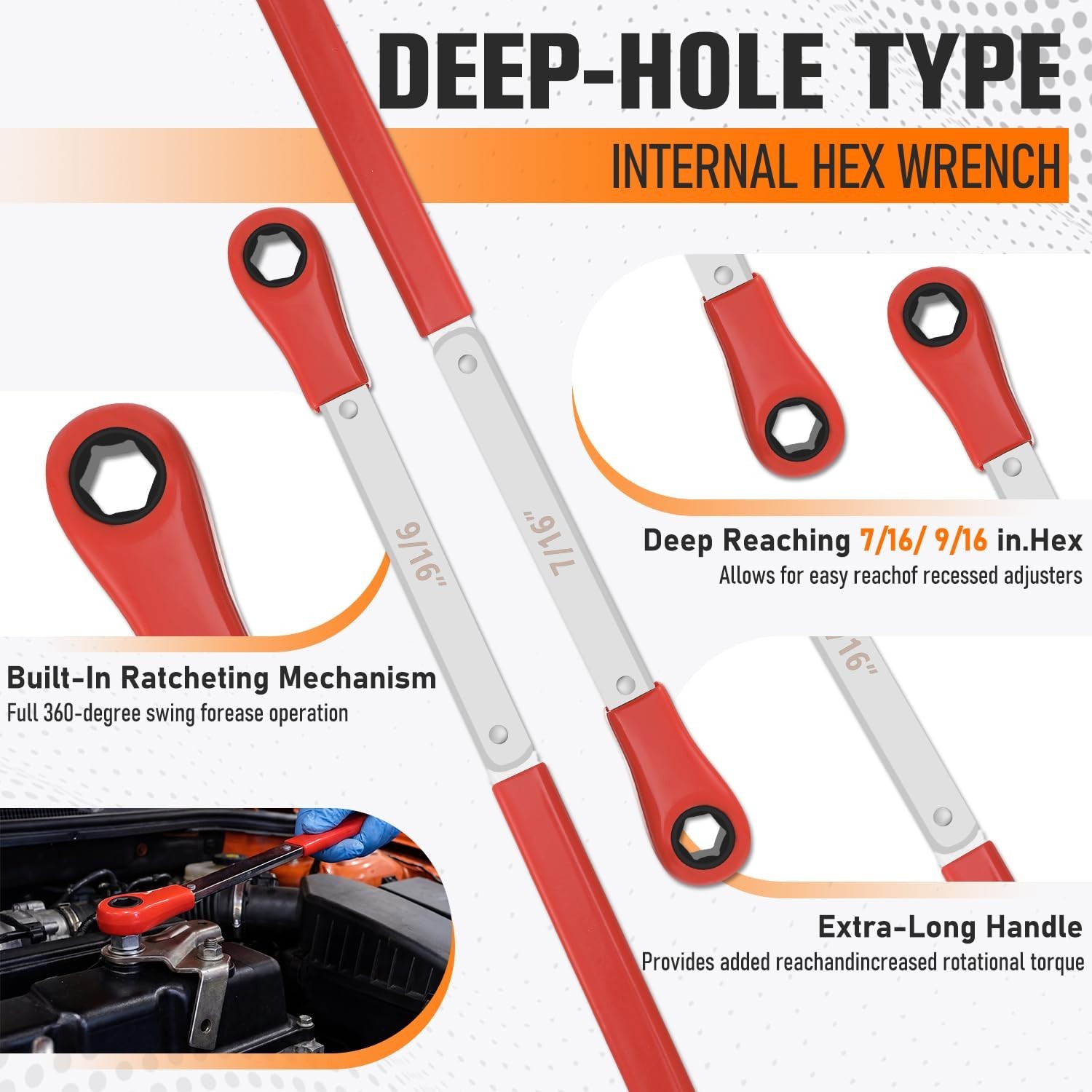 4 Pcs Automatic Slack Adjuster Tool Set - Ratcheting Wrench & Fork End Tool for