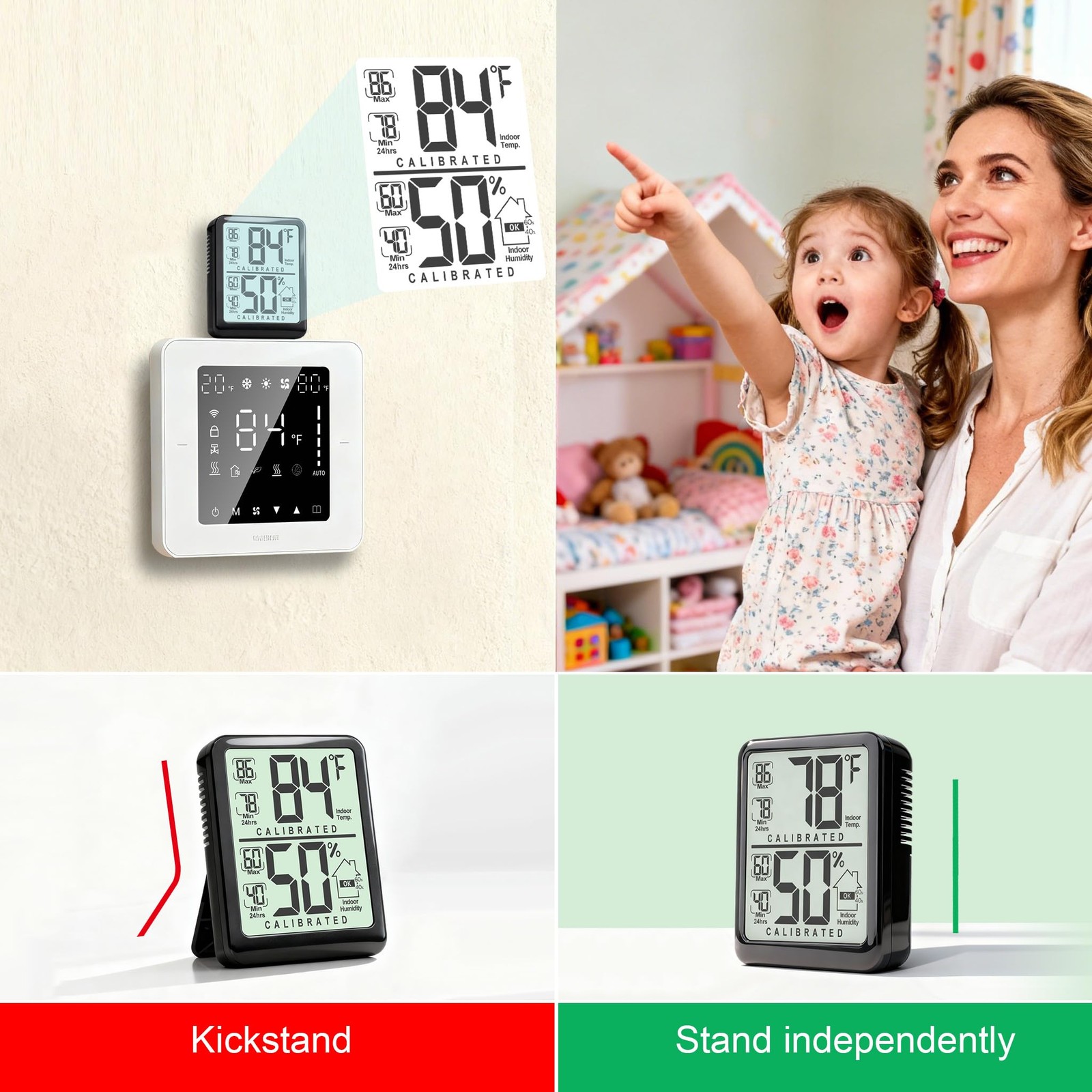 2-Pack Room Thermometer, Digital Small Hygrometer Indoor Thermometer Humidity...