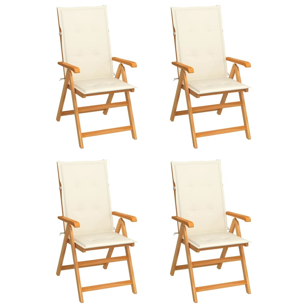 Garden Chair Set of 4 Teak Wood Standard Foldable Garden Chair