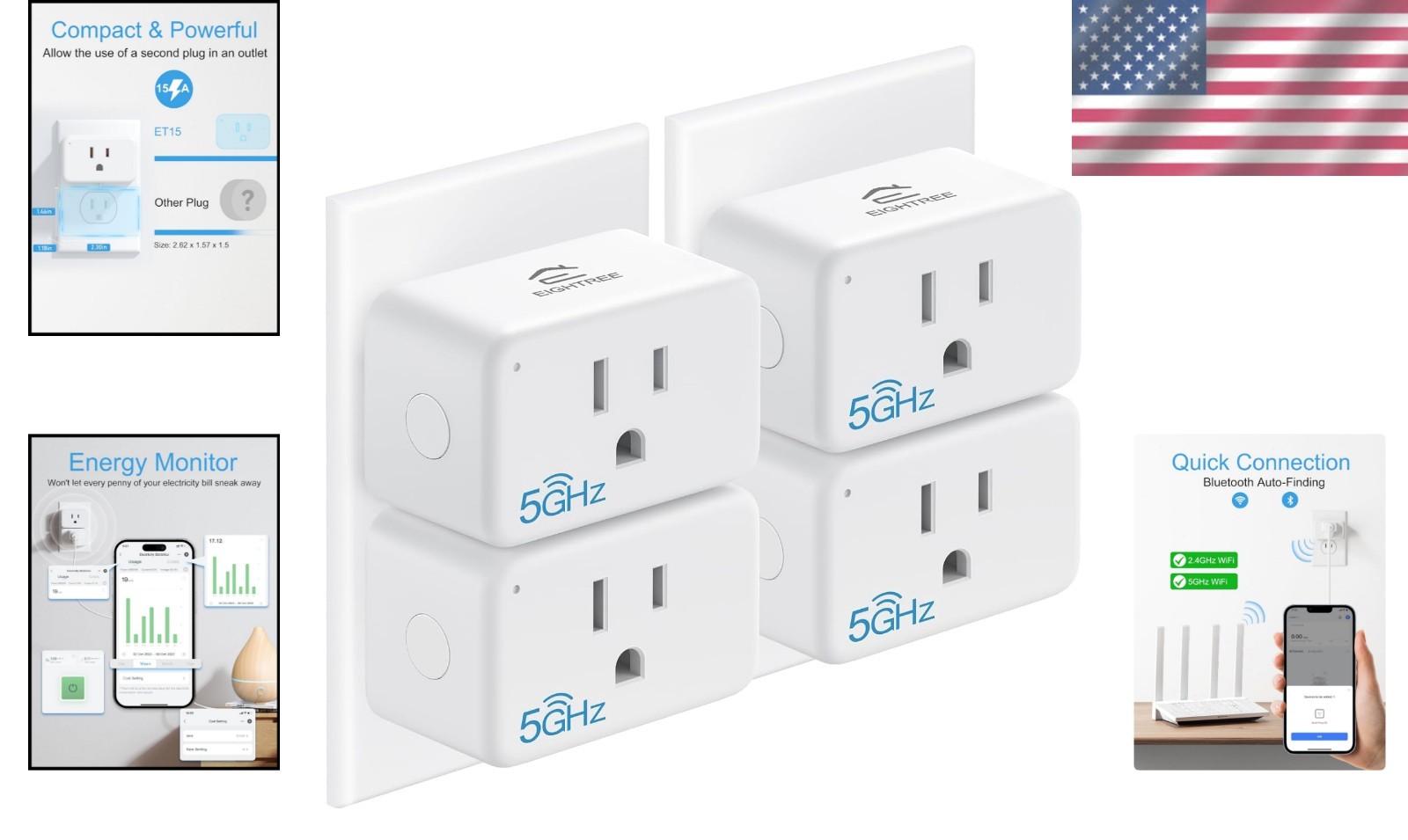 Transform Your Home - Wi-Fi Smart Plugs, Voice Control, 15A Power, 4-Pack