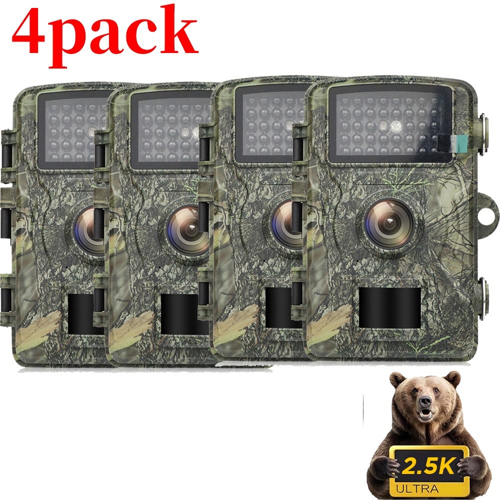4Pack Hunting Game Trail Camera 2.5K 24MP Wildlife Waterproof Cam Night Vision