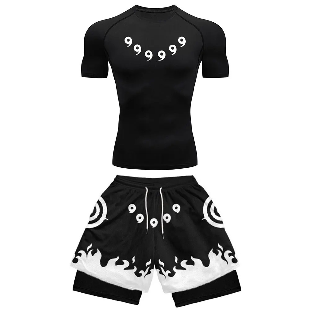 Anime Compression Set Running Sport Fitness Suit for Men Quick Dry Compression S
