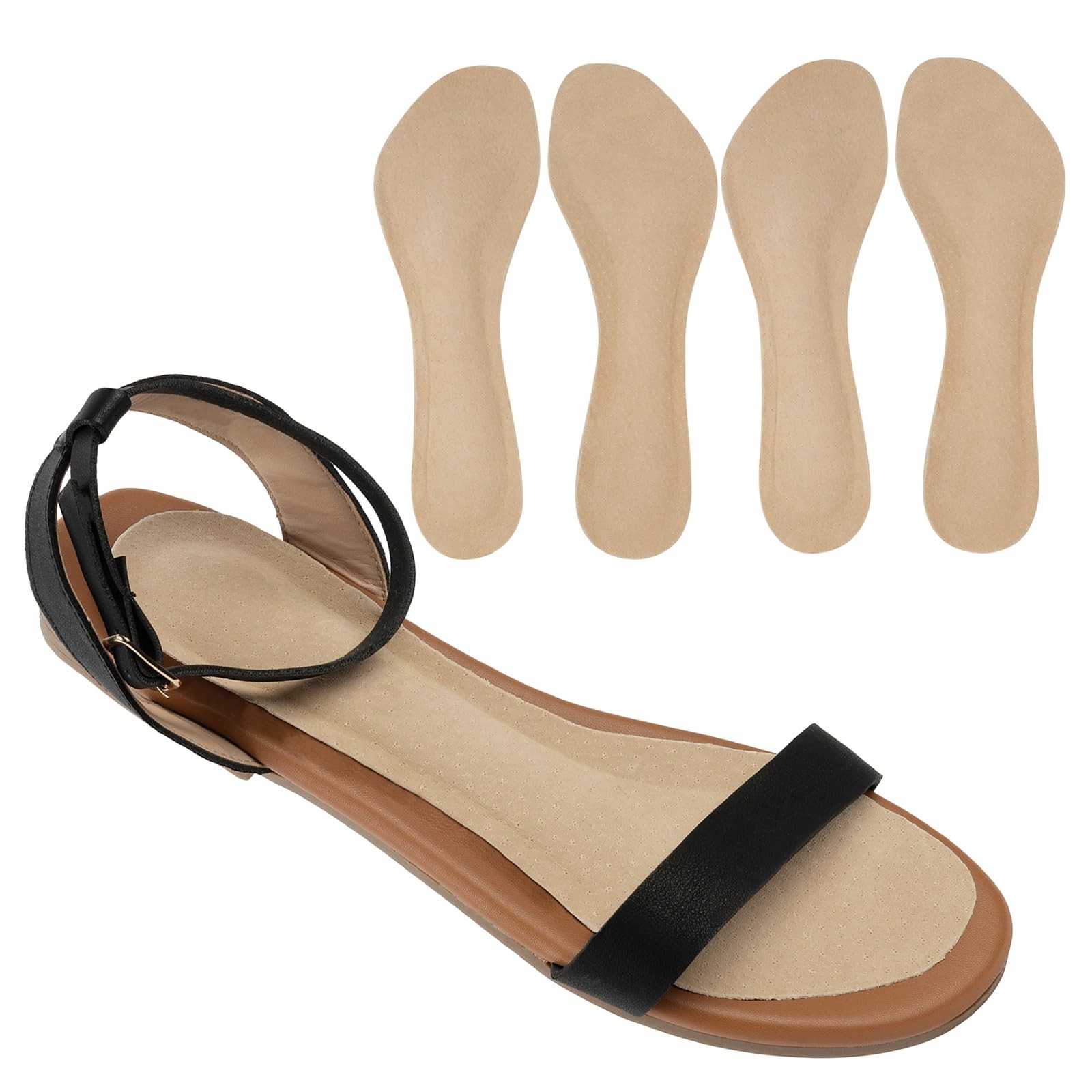 (2 Pairs) Pigskin Non-Slip High Heel Cushion S / 5-8 Women Size, Beige