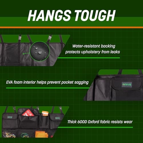 DRIVE - Back Seat Trunk Organizer, Space Saving Hanging Car Organizer,