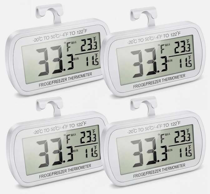 1-4pc Waterproof Refrigerator Thermometer Digital Fridge Freeze Room Thermometer