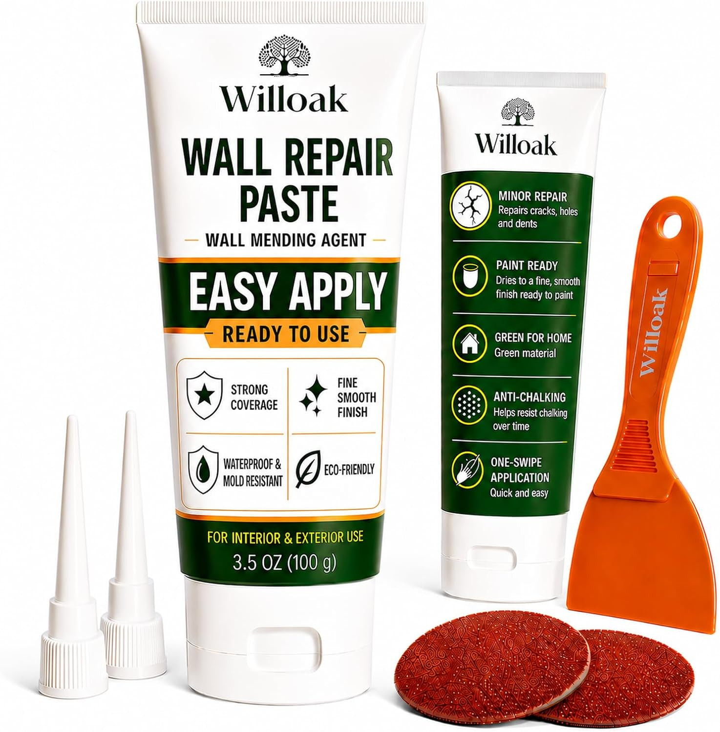 Drywall Repair Kit,Wall Spackle Repair Paste with Scraper,2 Pack Hole Repair Fil