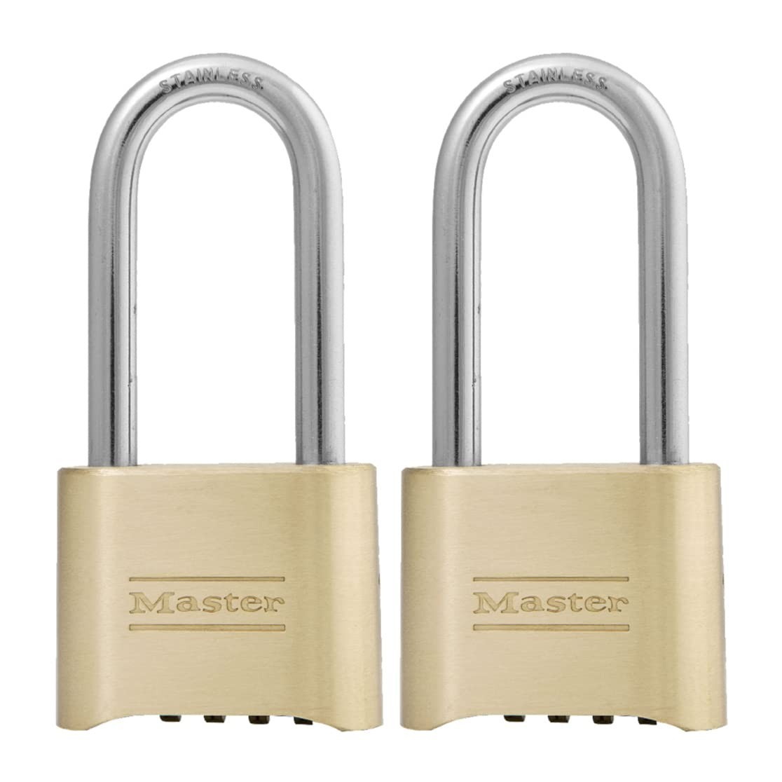 Master Lock Brass Combination Lock, Gate for Outdoor Fence 2 Pack, Gold