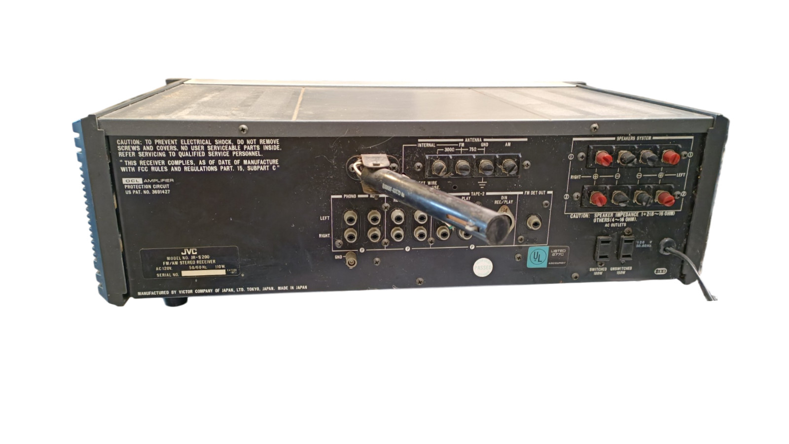 Vintage JVC JR-S200 Stereo Receiver Powers On