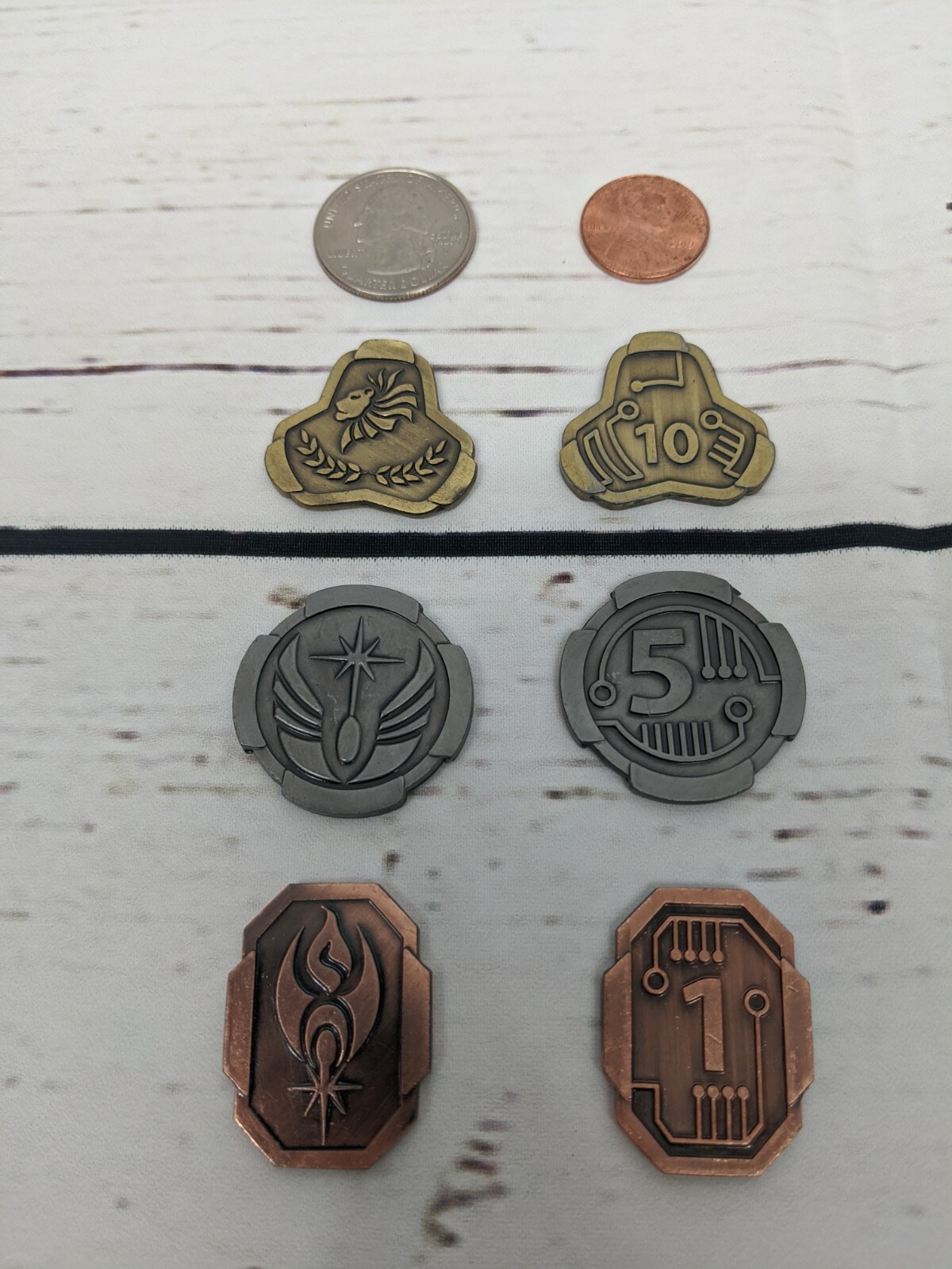 Fantasy Sci-Fi Space 1, 5, & 10 Credit Coin Set LARP Board Game Role Playing RPG