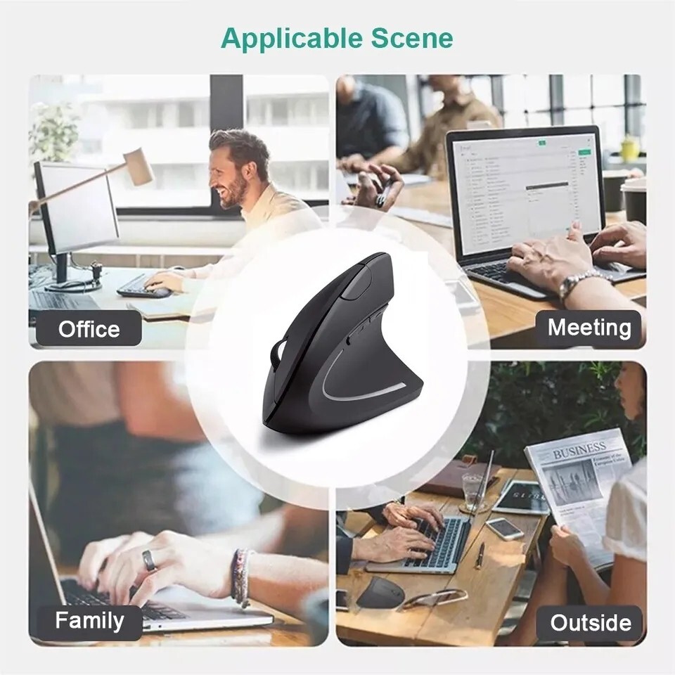 Wireless Ergonomic Optical Mouse Battery Bluetooth 800/1200/1600DPI
