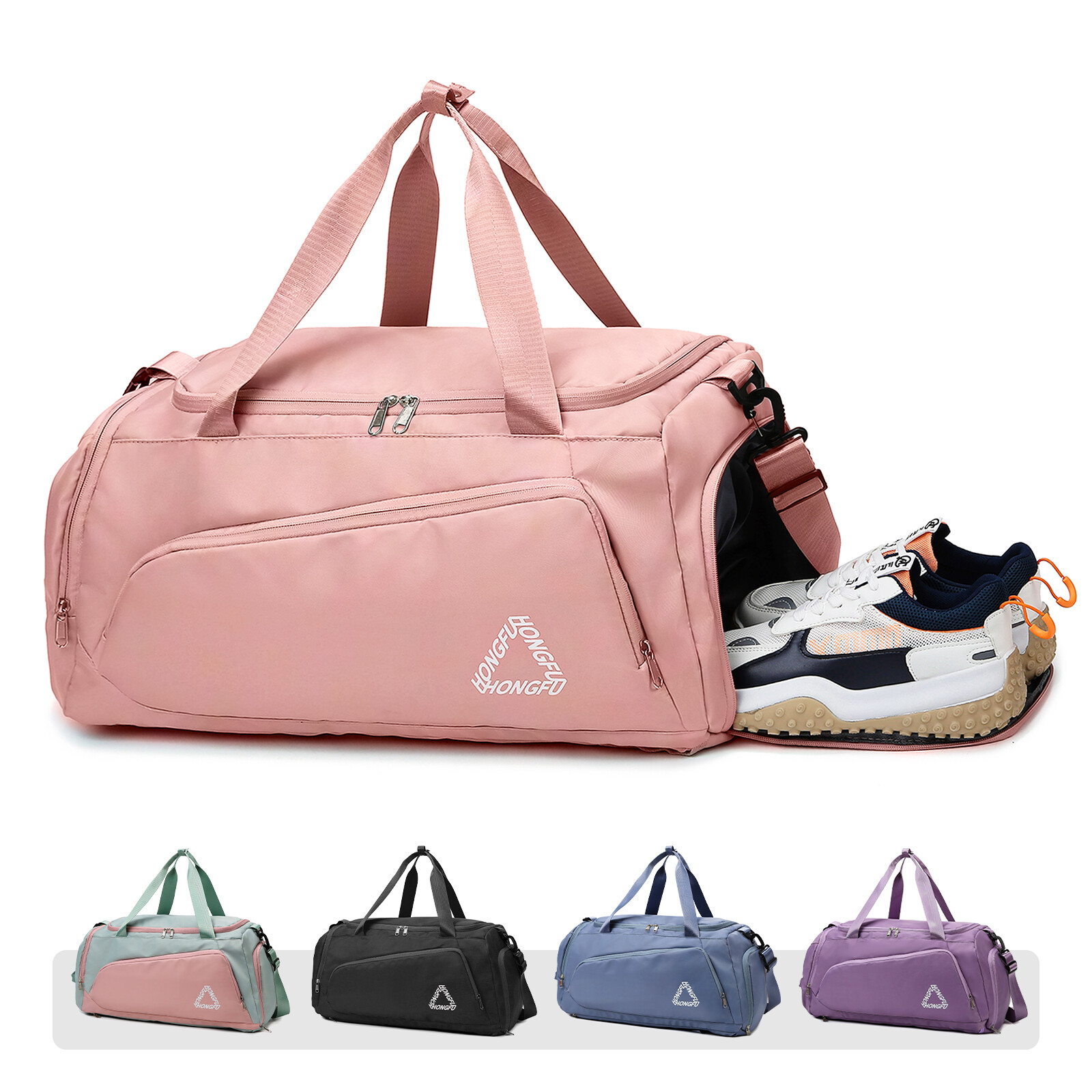 Outdoor Travel Bag Women Gym Handbag Yoga Bag w/Independent Shoe Storage Pocket