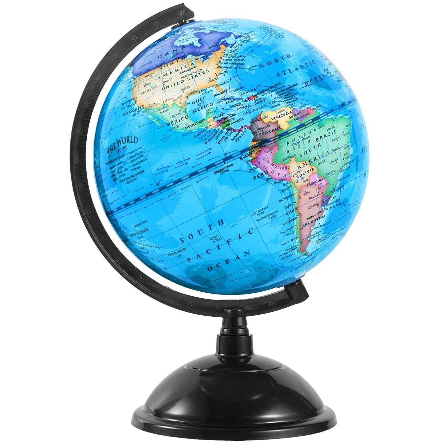 8 Inch World Globe with Stand Rotating Earth Spinning Globe for Kids Geograph...