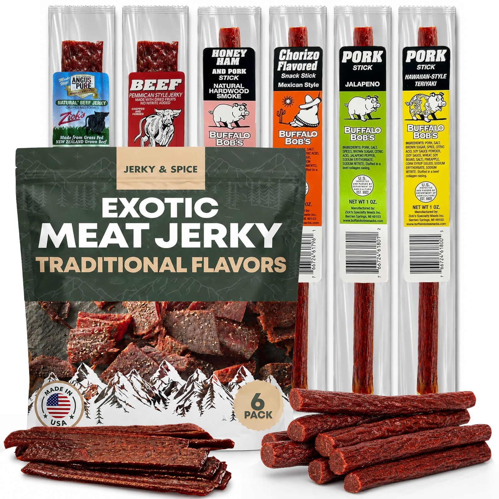 Buffalo Bob's Wild Game Exotic Meat Snacks | Assortment Sampler | Various Por...