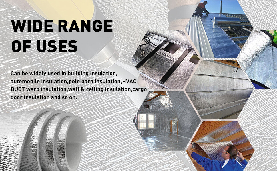 80"x40" 5MM Premium Reflective White EPE Foam Core Pipe Duct Wrap Insulation Mat