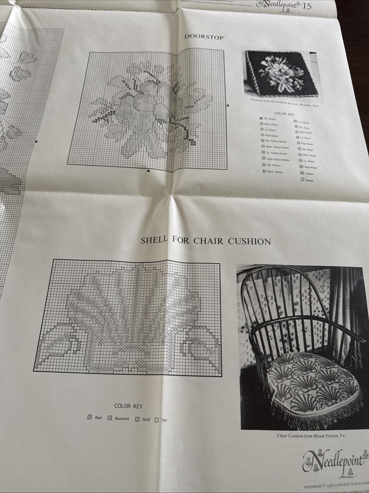 #14 VTG ‘63 Needlepoint Pattern Sheet Floral Pillows Chair Seats Cushion Designs