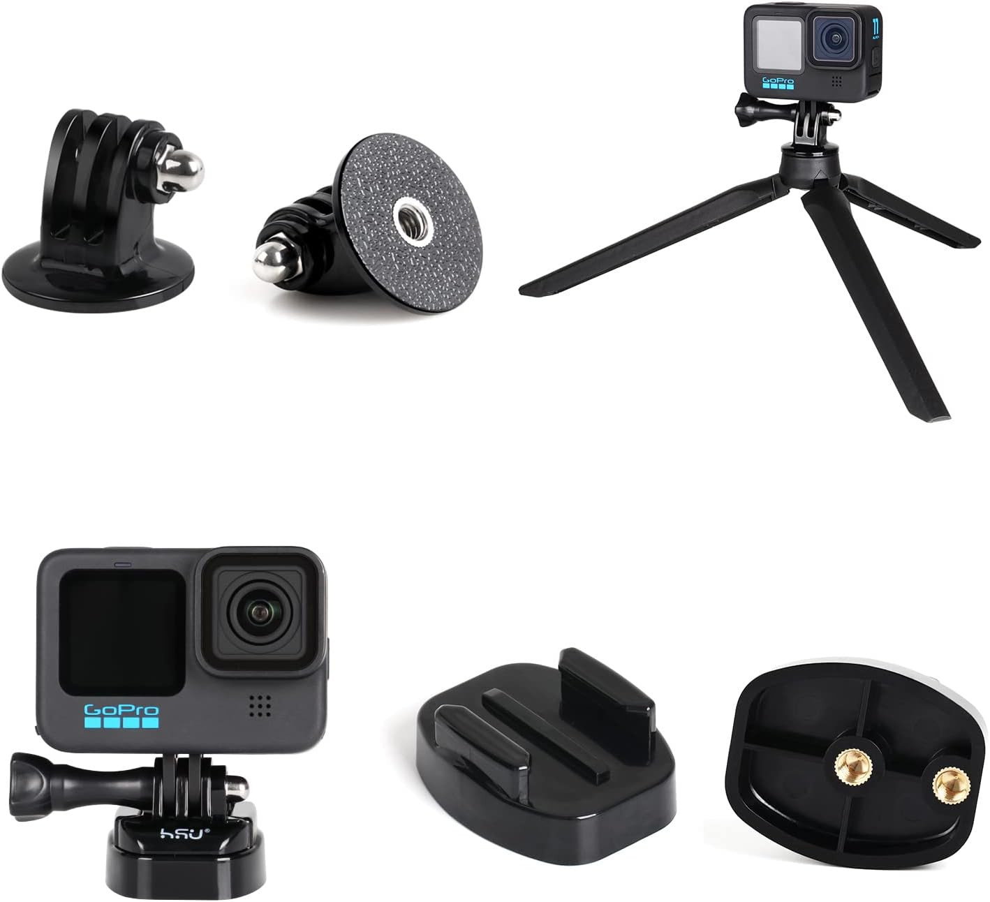 Basic Adapter Grab Bag for Gopro - 13Pcs Kit Including Quick Release Buckle, J-H