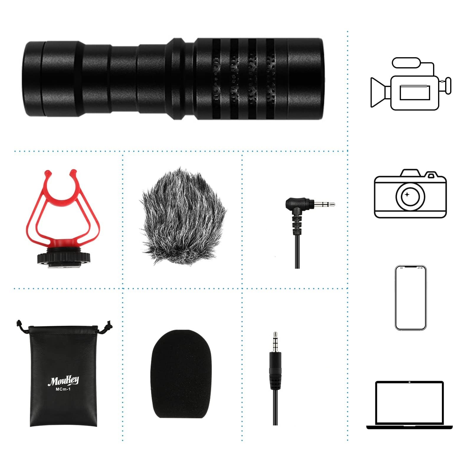 MCM-1 Microphone, Video Mic with Shock Mount and Windshield, Professional Vlo...