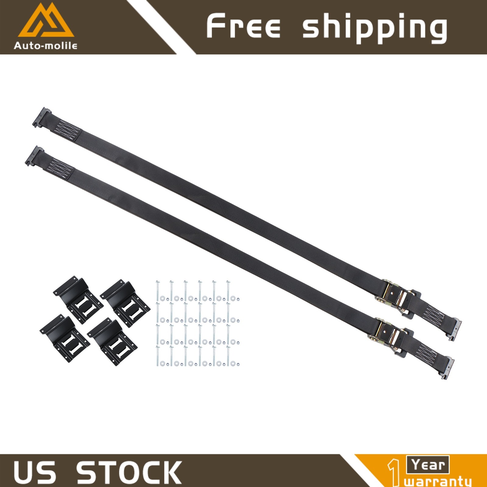 Heavy Loads E Track System With Wheel Chock Black Ratchet Tie Down Straps New