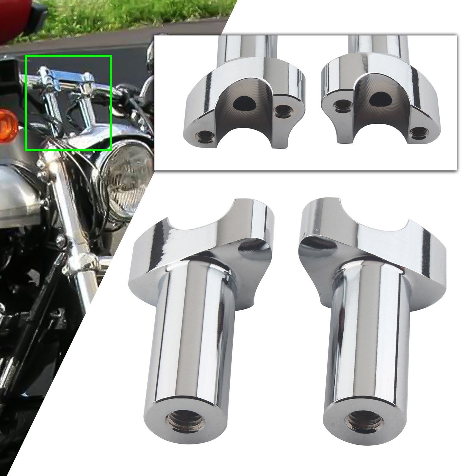 1" Handlebar 3.5" Straight Risers For Harley Dyna Heritage Softail Tour Glide