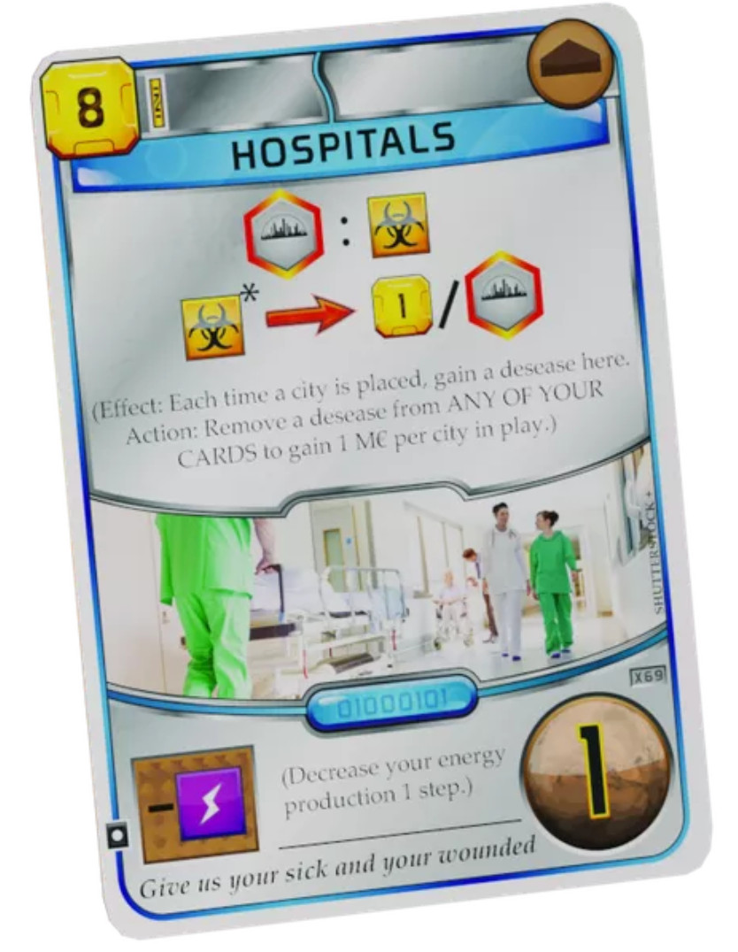 Terraforming Mars: Fall 2024 Promo Card Hospitals: NEW AND MINT! IN HAND NOW!