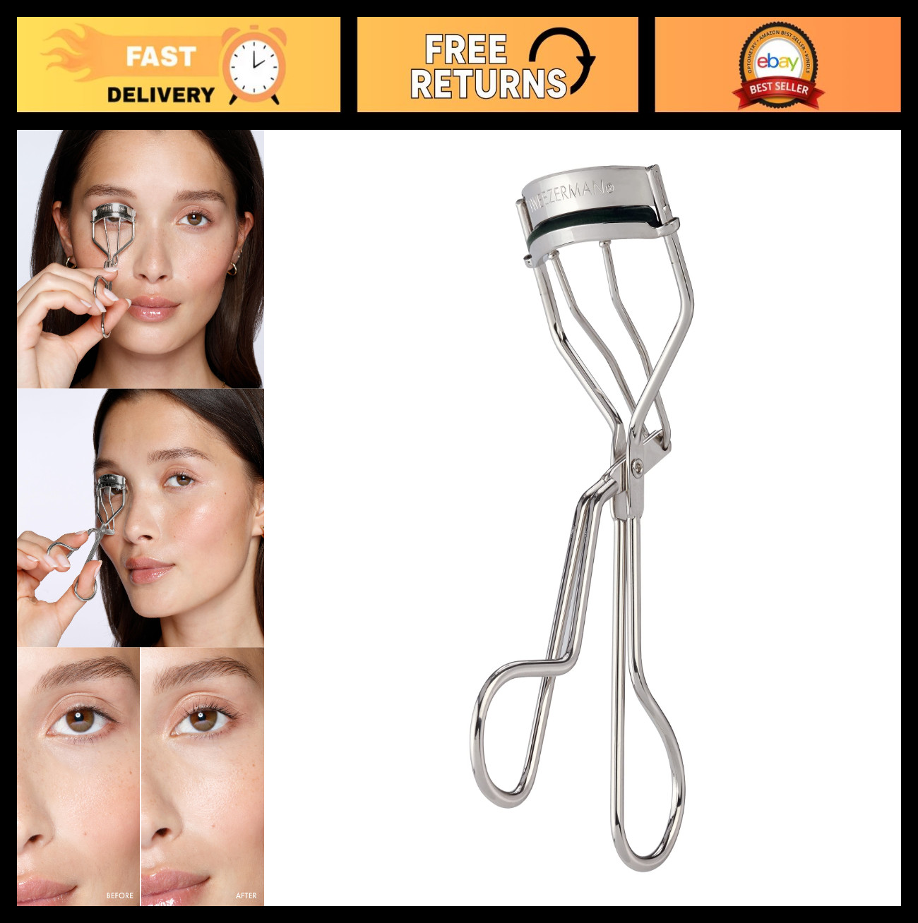 Eyelash Curler for All Eye Shapes - Includes Refill Pads, Beauty Tool, Makeup Es