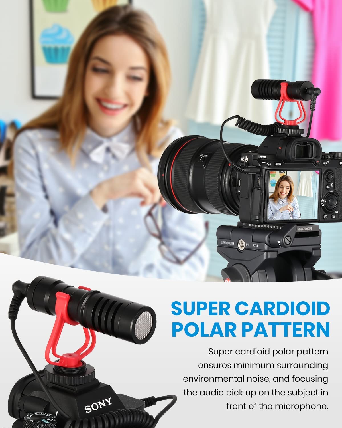 MCM-1 Microphone, Video Mic with Shock Mount and Windshield, Professional Vlo...