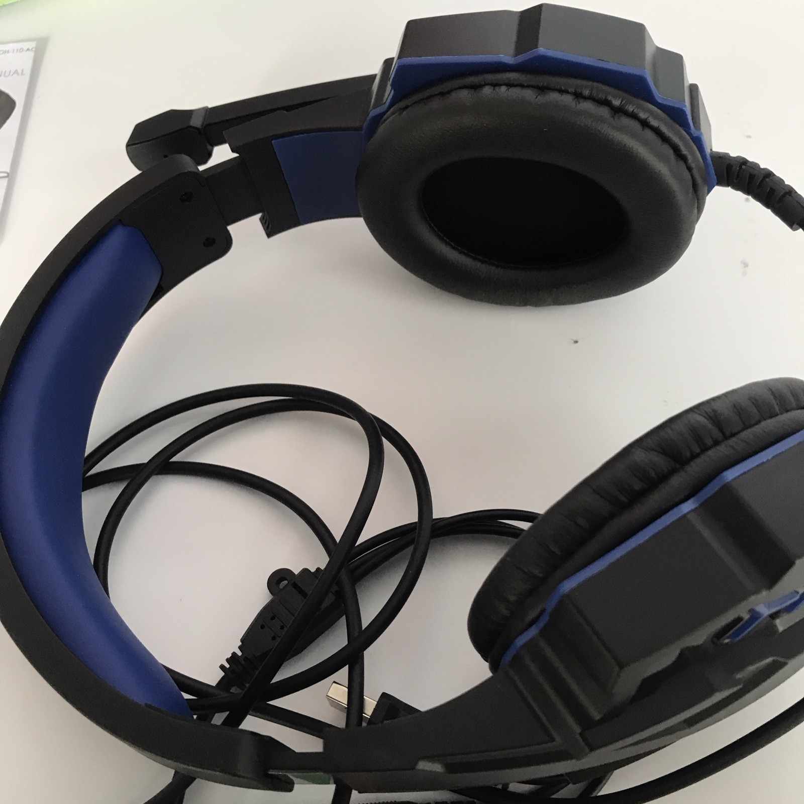 Bytech Gaming Headset Black Blue Backlight Adjustable Headband 3.5mm USB Mic