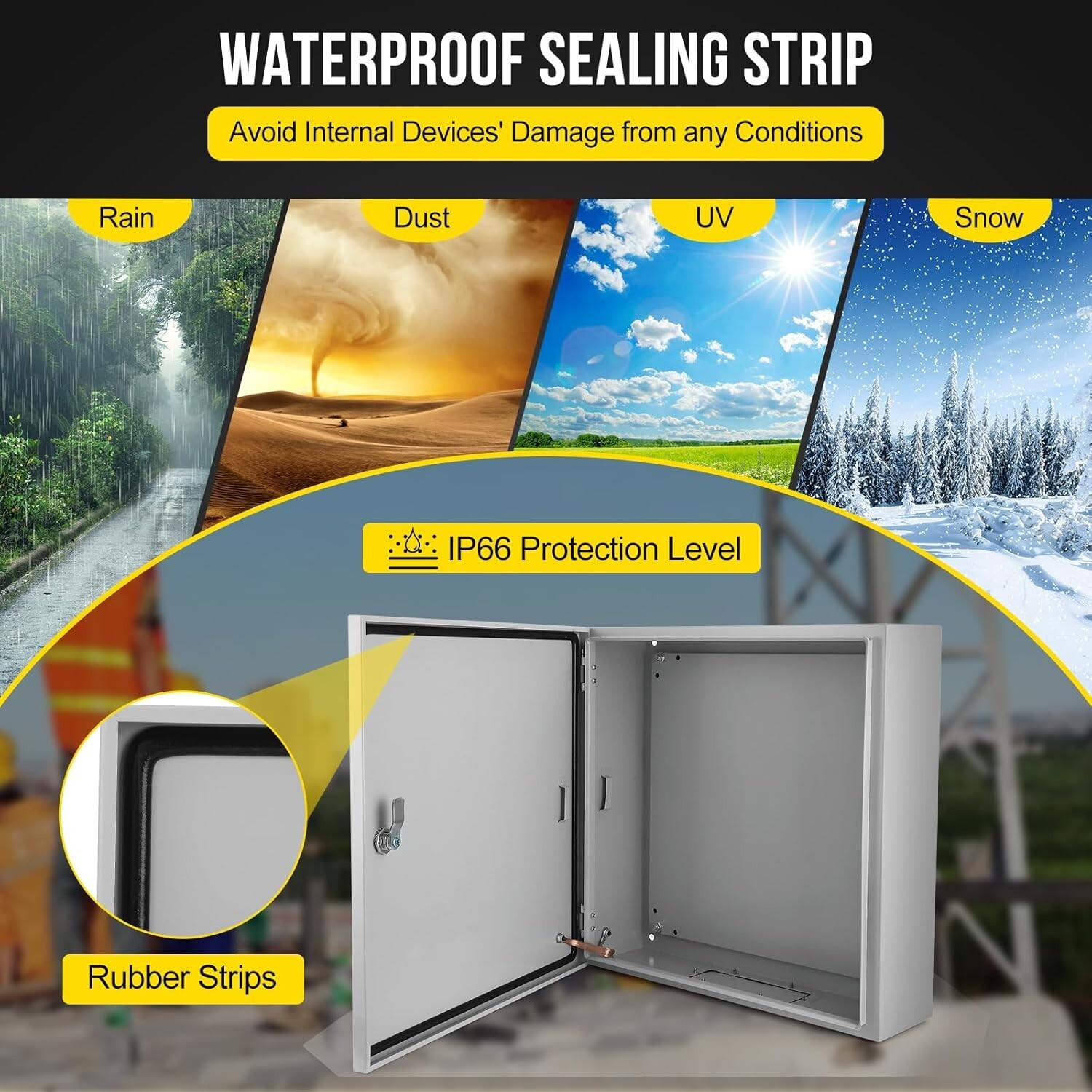24x24x8" Electrical Box IP66 Waterproof & Dustproof Junction Box Plate Bracket