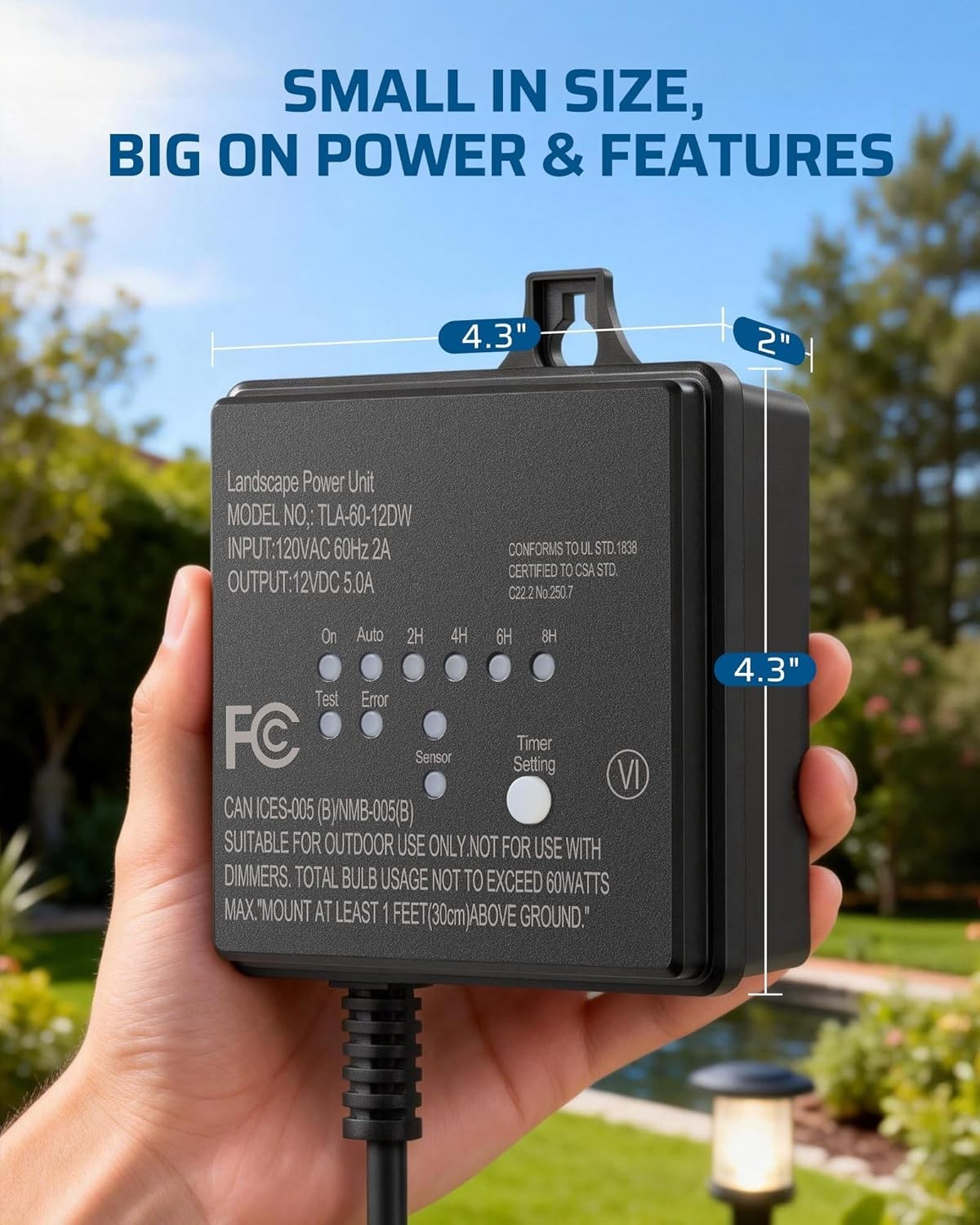 Outdoor Low Voltage Transformer with Timer & Photocell