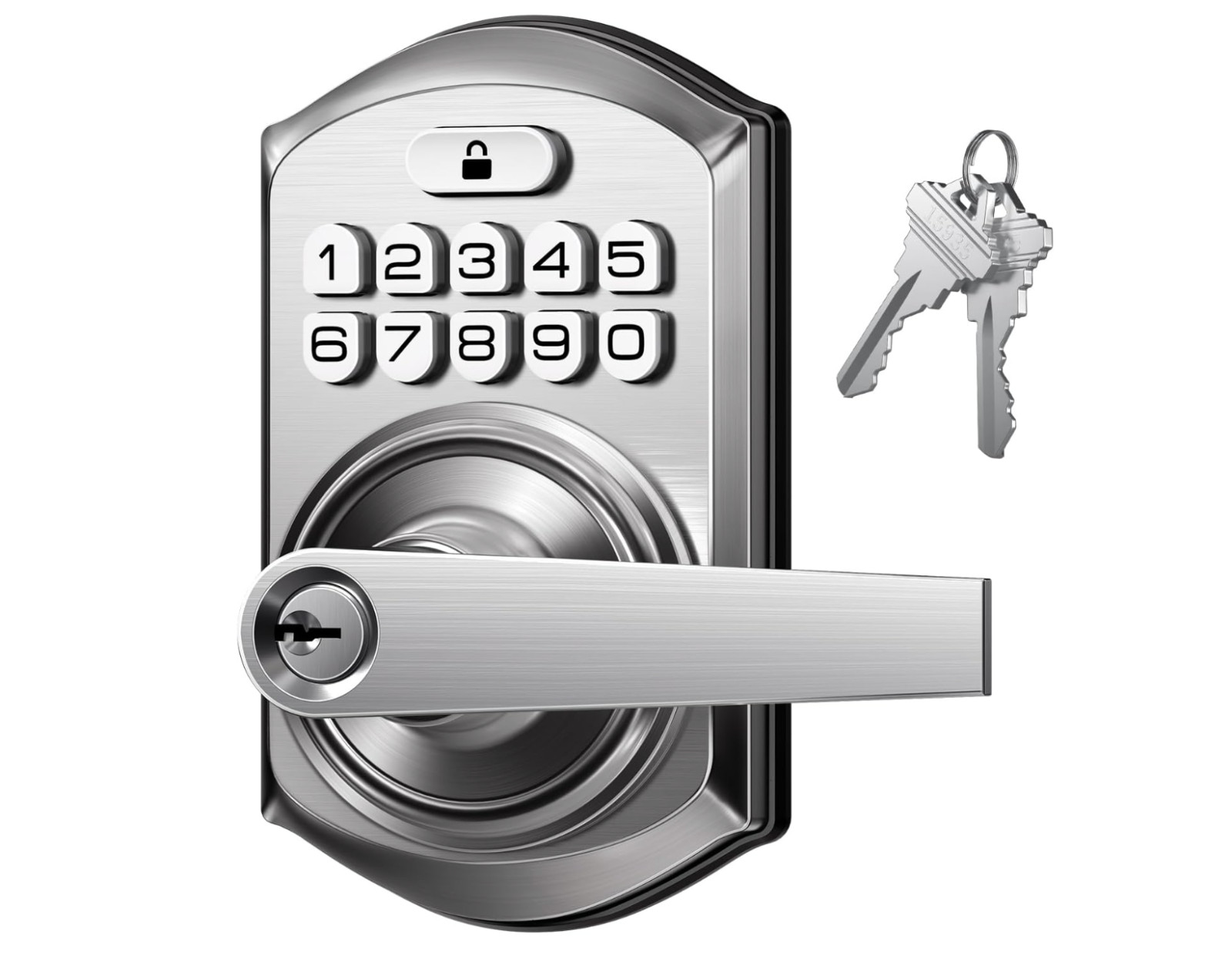 TEEHO TE004 Satin Nickel Keypad Touchscreen Door Lock Smart Handle New