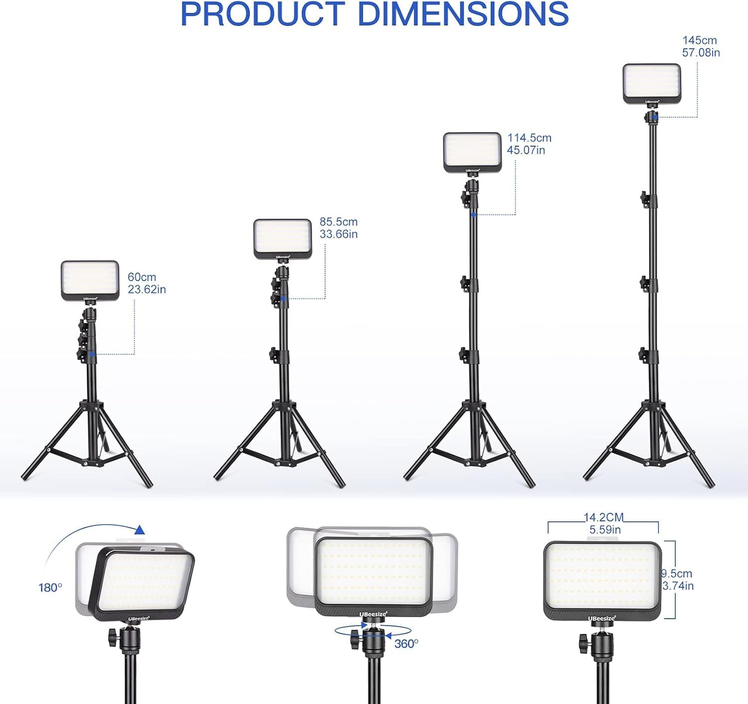 Video Light Kit, 2Pcs Dimmable Continuous Portable Photography Lighting with ...