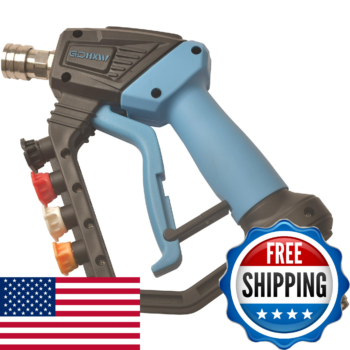 GDHXW Short High Power Pressure Washer Gun with Swivel 5 Nozzle Loss Prevention