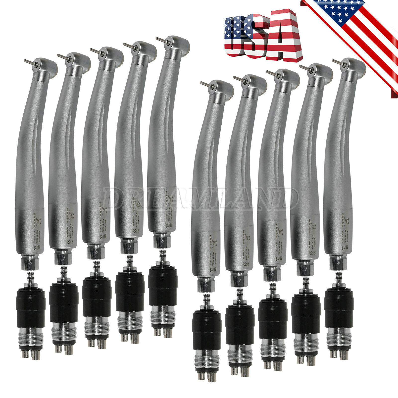 1-10*NSK Style Dental High Speed Push Handpiece + 4 HOLES Coupler Quick Coupling