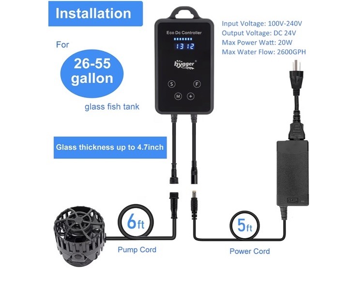 hygger Quiet Magnetic Aquarium Wave Maker Powerhead with Digital Led Display