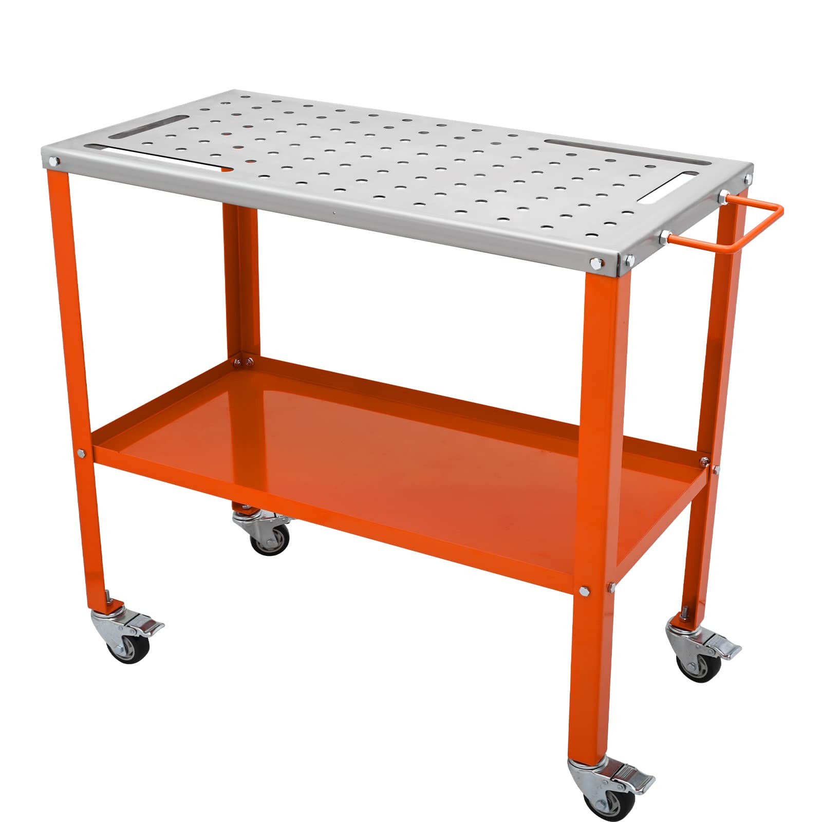 Vevor 36 X 18 Welding Workbench Silver And Orange Heavy Duty Tool Table