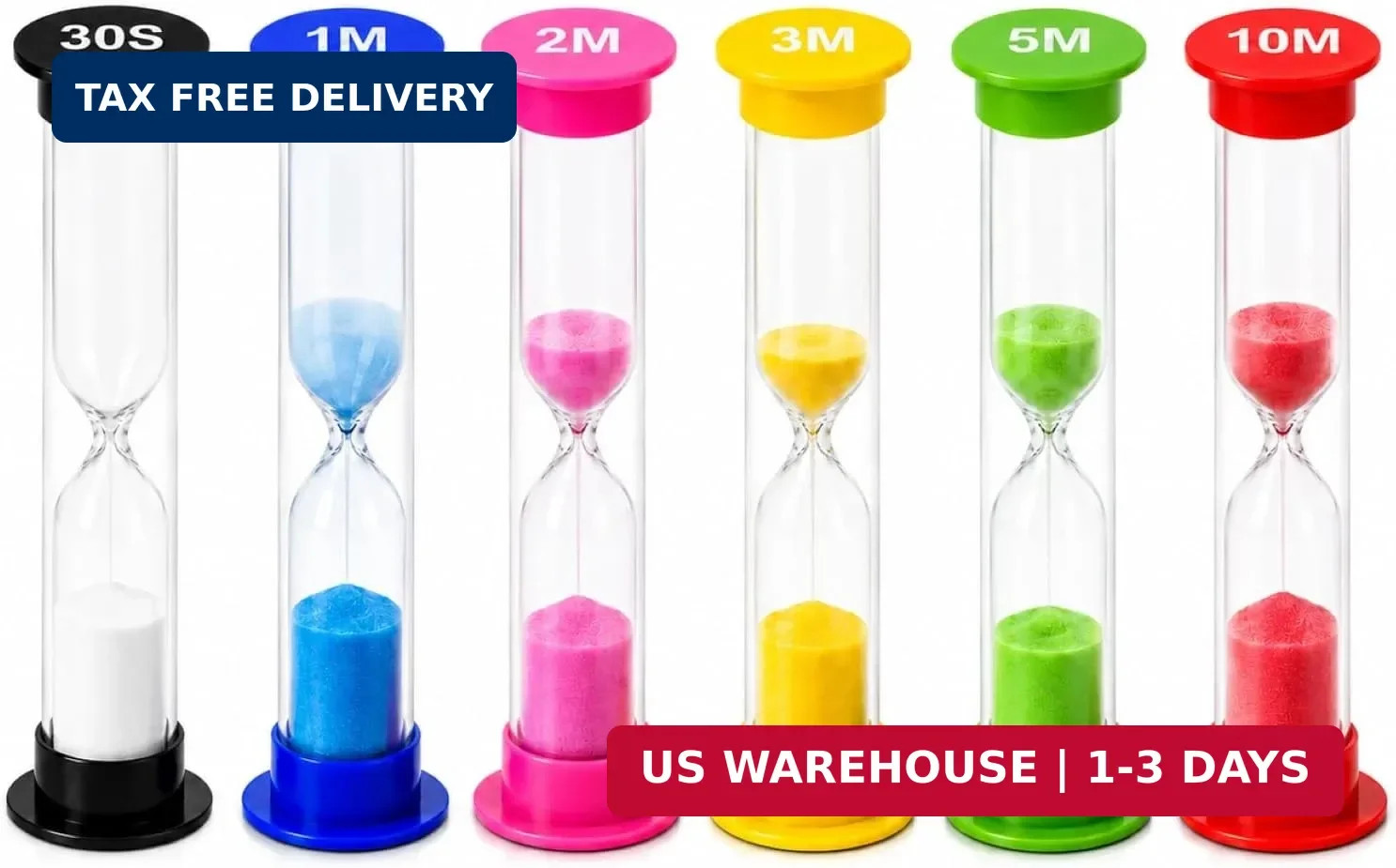 Plastic Sand Timer Sandglass Hourglass Sand Clock Timer 30 Sec, 1 Min, 2 Mins, 3
