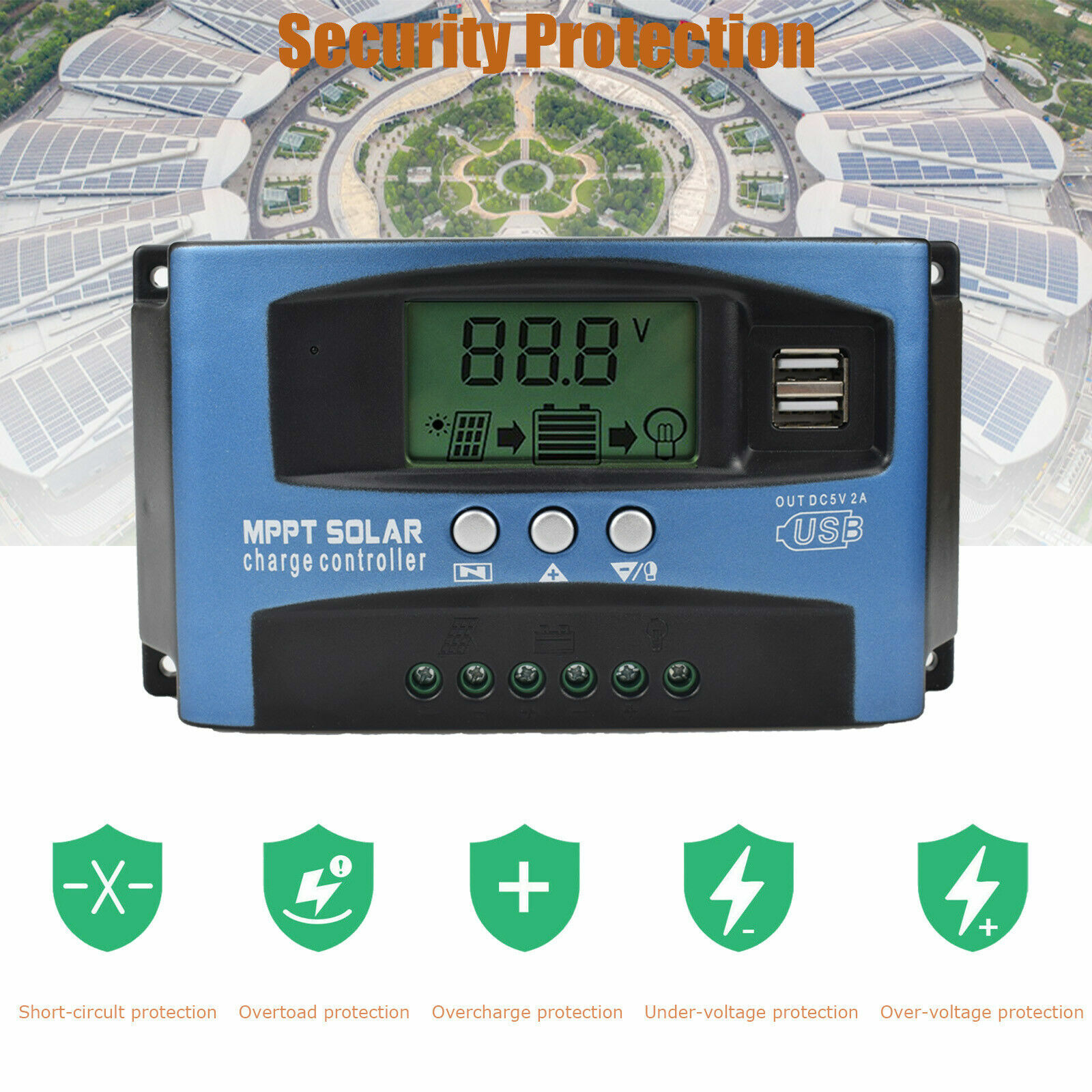 100A MPPT Solar Panel Regulator Charge Controller 12/24V Auto Focus Tracking New