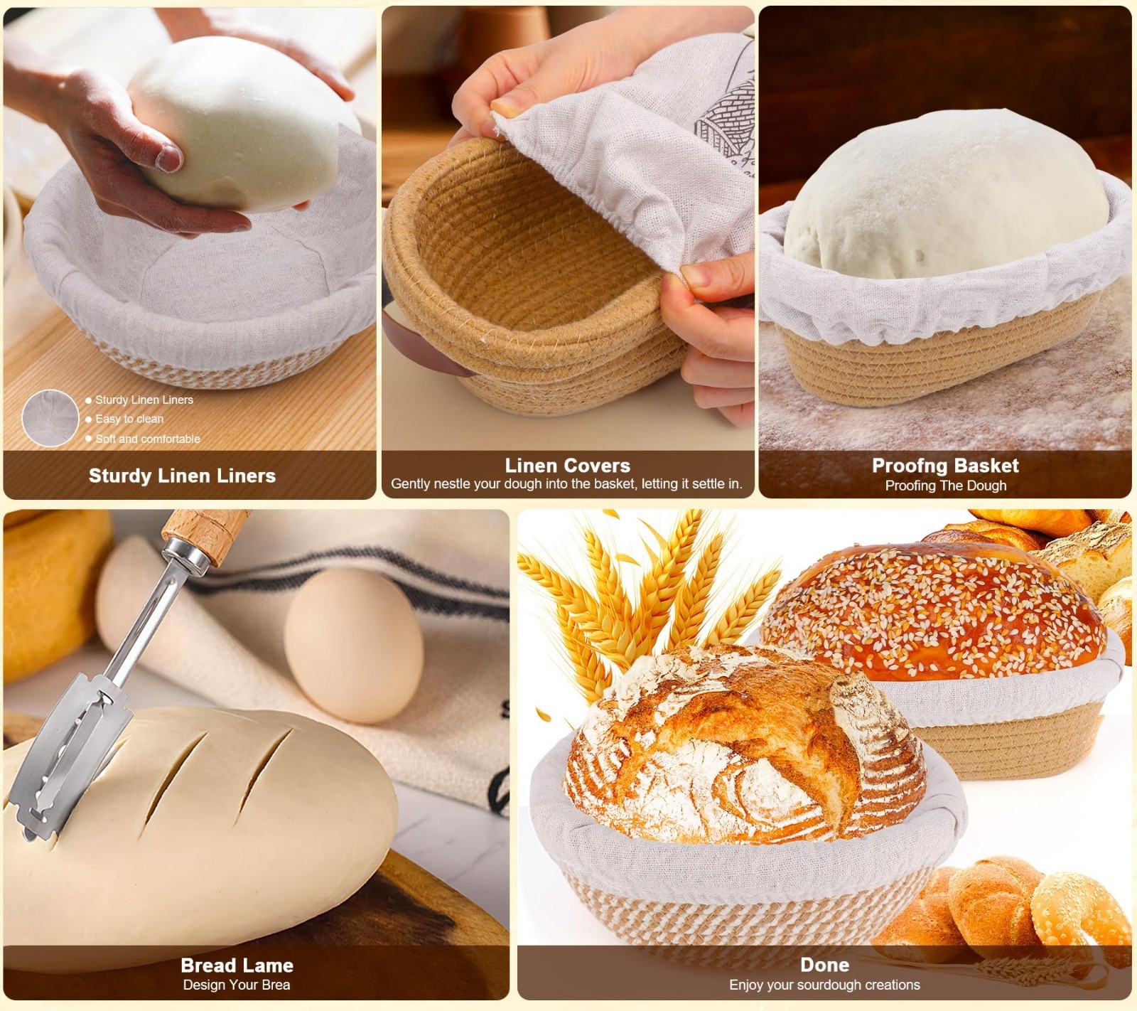 Sourdough Starter Kit - Complete Bread Baking Supplies, Proofing Baskets & Tools